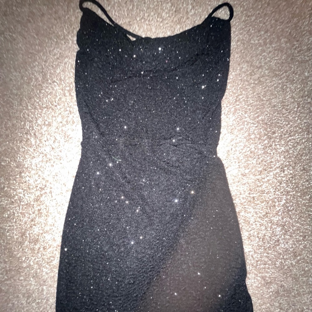 Black Sparkley Mini Backless dress